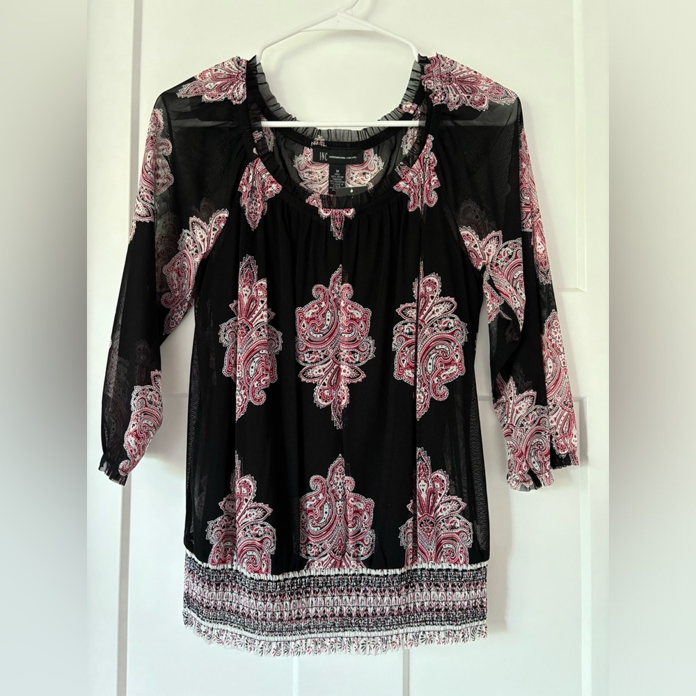 INC International Concepts 3/4 sleeve paisley top